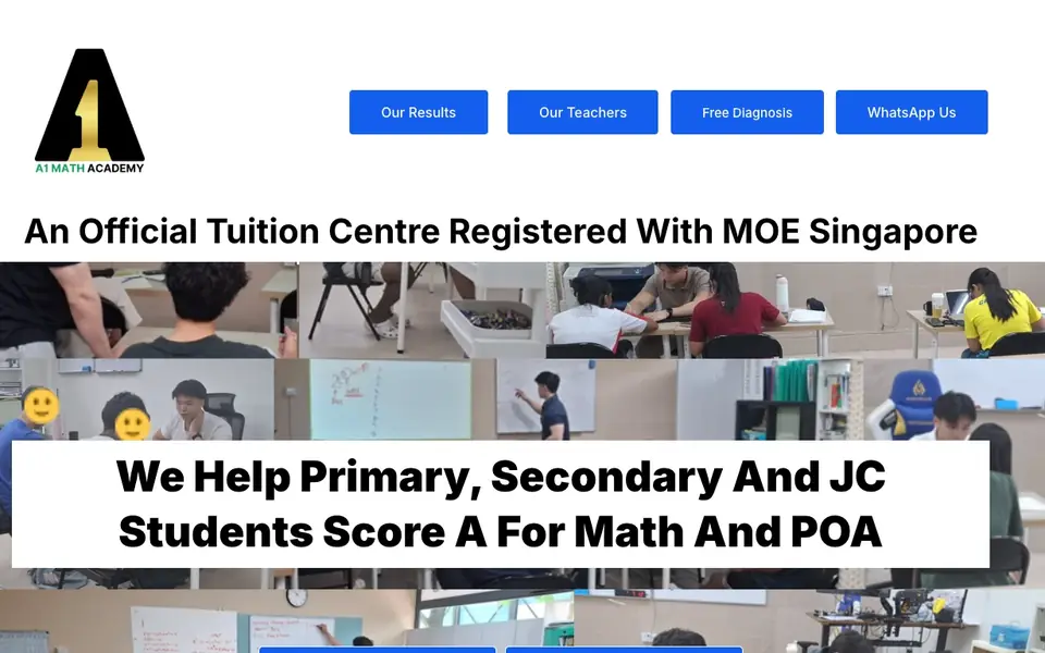 A1 Math Academy website homepage, 4 Oct 2026