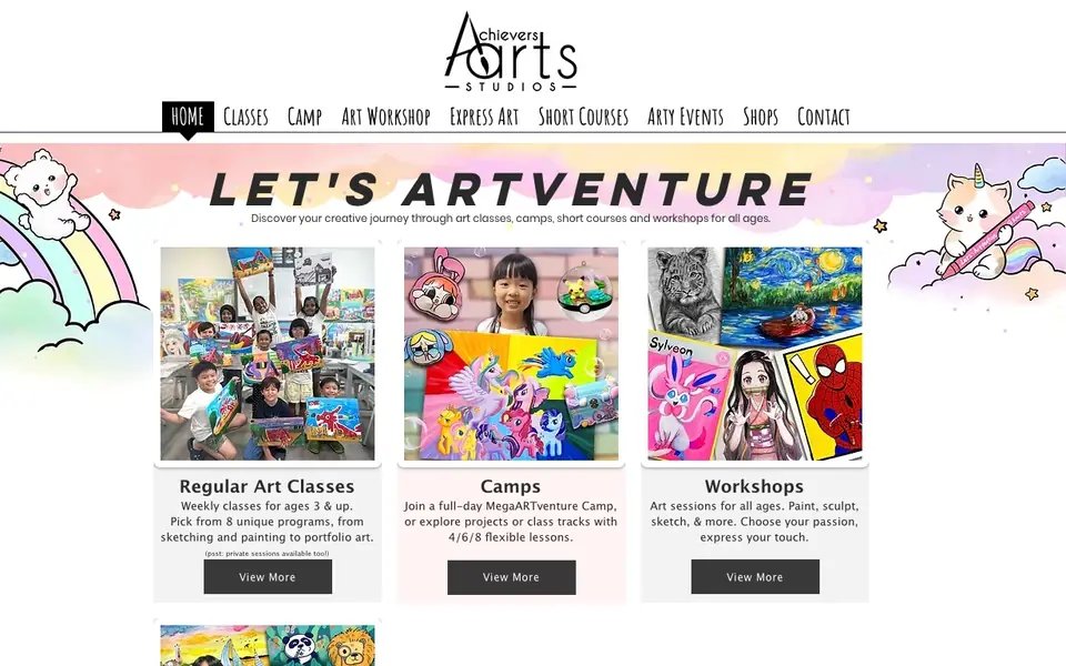 Achievers Arts website homepage, 4 Oct 2026