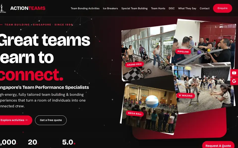 Action Teams website homepage, 4 Oct 2026
