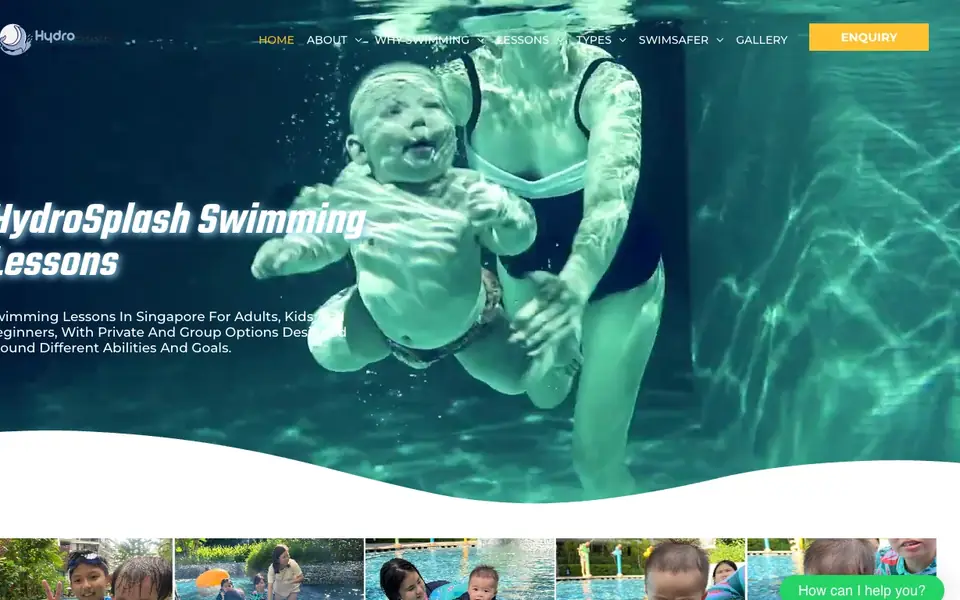Swimming Lessons Classes Singapore – HydroSplash Swimming Academy website homepage, 4 Oct 2026