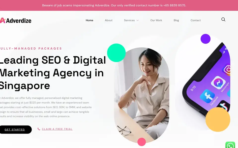 Adverdize website homepage, 4 Oct 2026