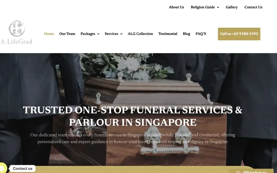 A.Lifegrad Funeral Service website homepage, 4 Oct 2026