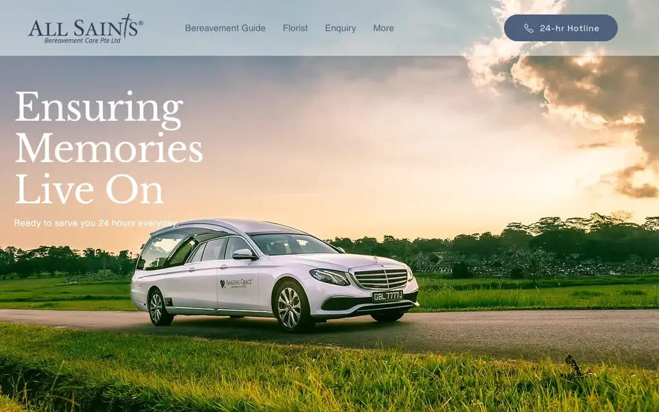All Saints Bereavement Care website homepage, 4 Oct 2026
