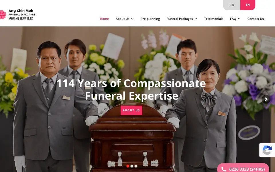 Ang Chin Moh Funeral Directors website homepage, 4 Oct 2026