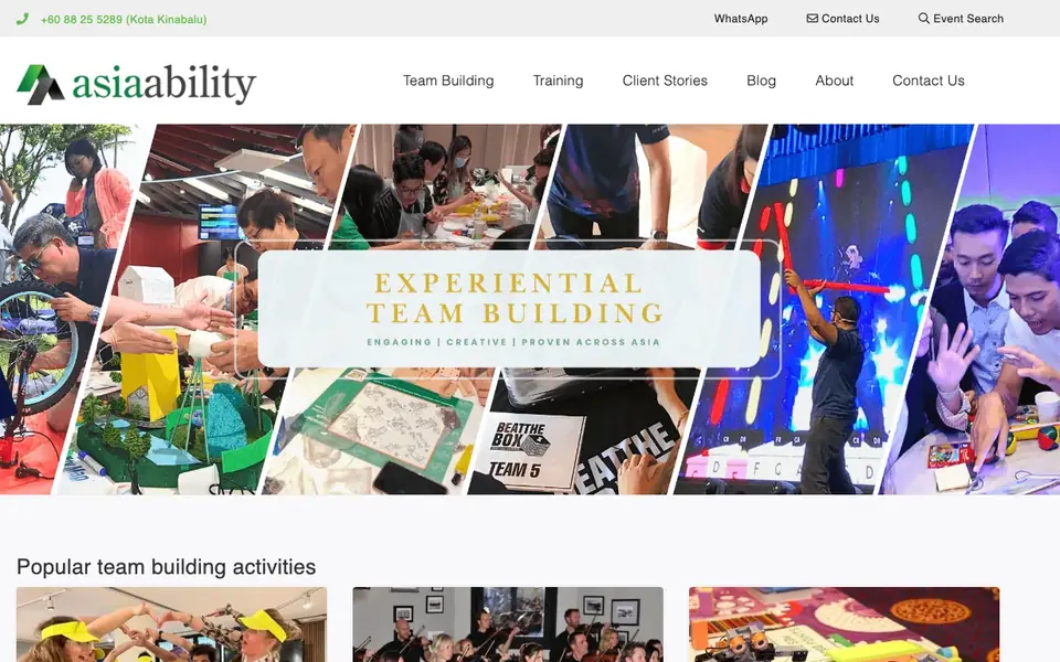 Asia Ability Creative Team Building website homepage, 4 Oct 2026