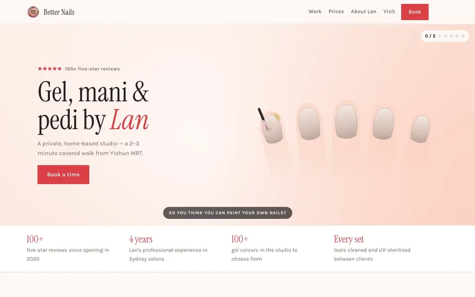 Better Nails website homepage, 4 Oct 2026