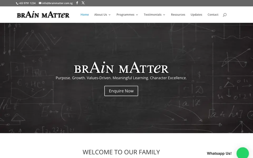 Brain Matter Tuition website homepage, 4 Oct 2026