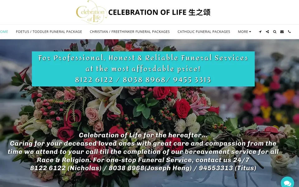 Celebration of Life website homepage, 4 Oct 2026