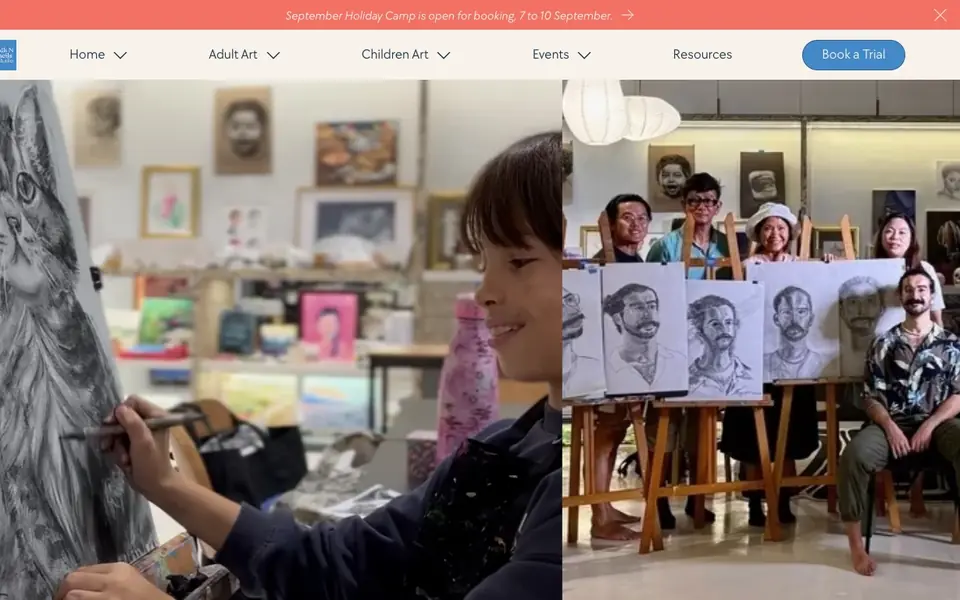 Chalk N Pencils Art Studio website homepage, 4 Oct 2026