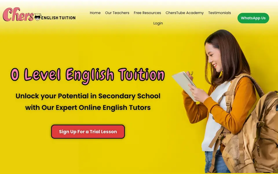Cher’s English Tuition website homepage, 4 Oct 2026