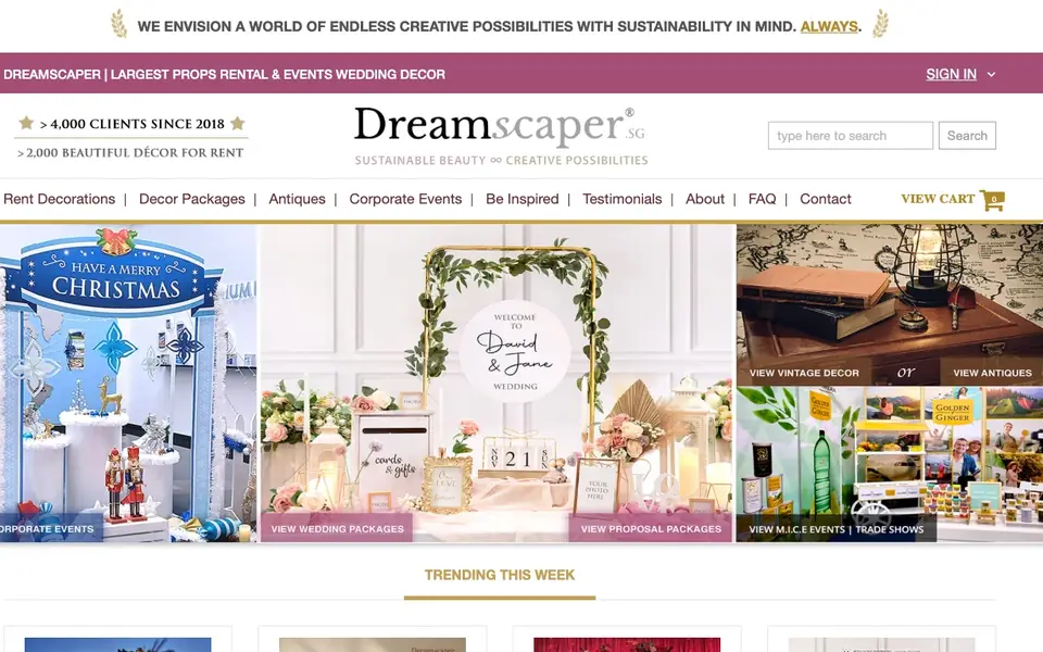 Dreamscaper.sg website homepage, 4 Oct 2026