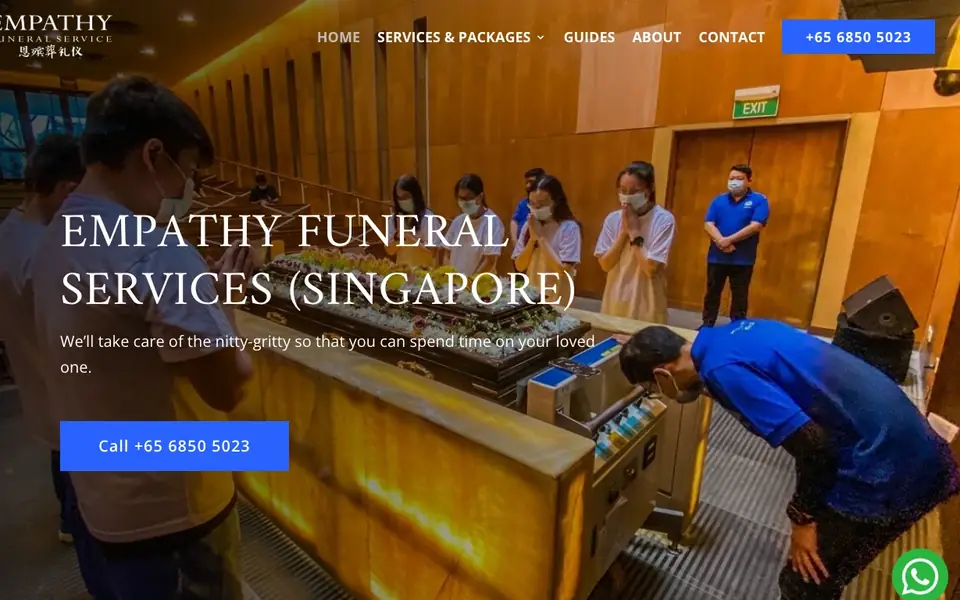 Empathy Funeral Services website homepage, 4 Oct 2026