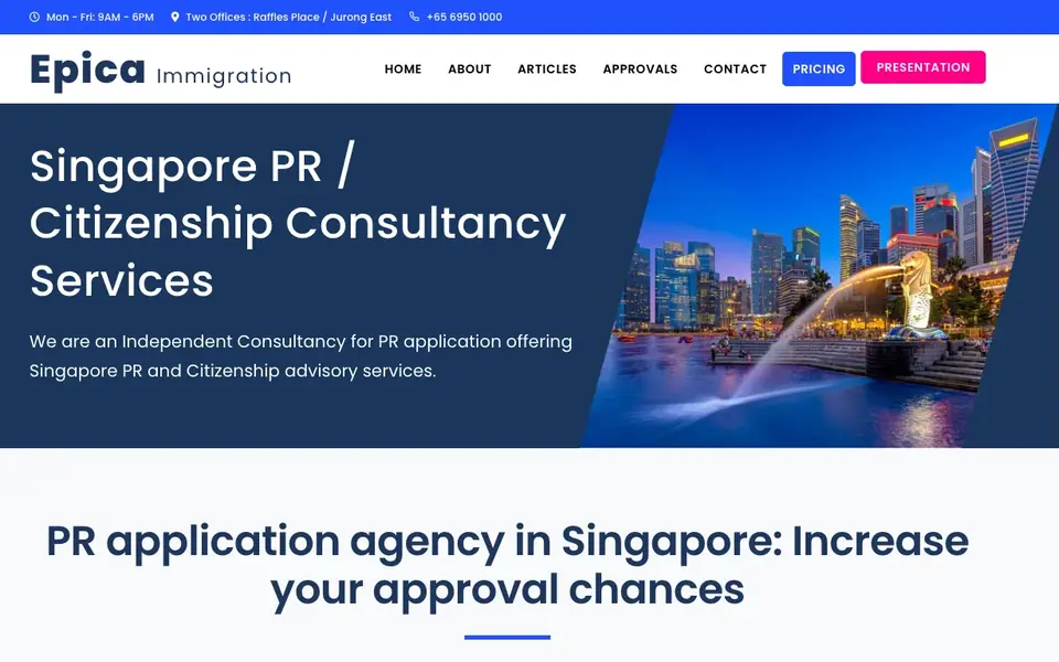 Epica Immigration website homepage, 4 Oct 2026