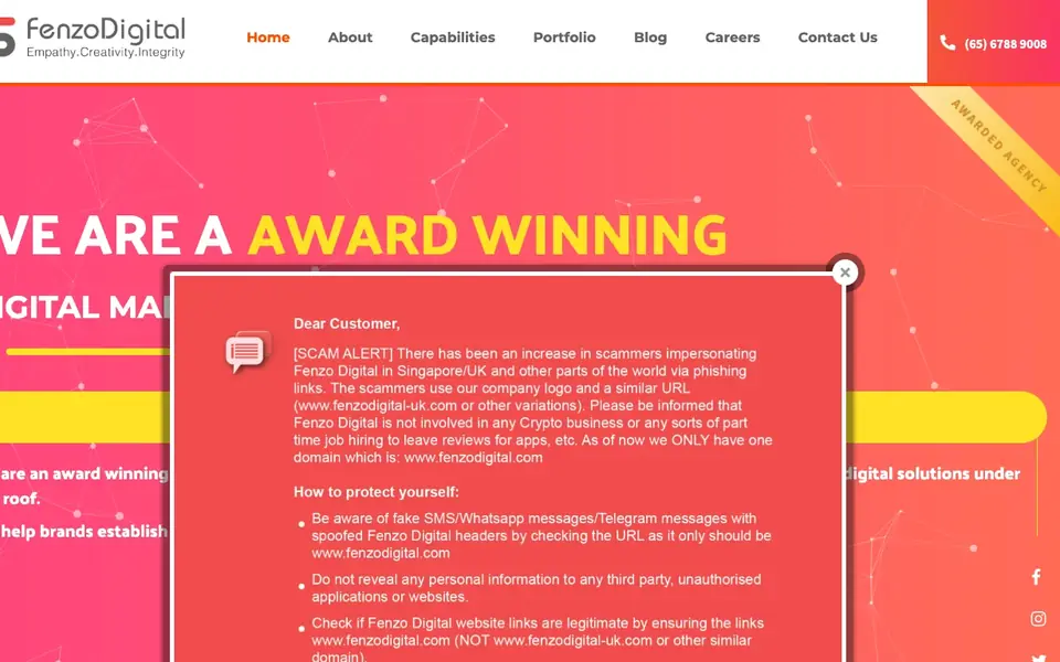 Fenzo Digital website homepage, 4 Oct 2026
