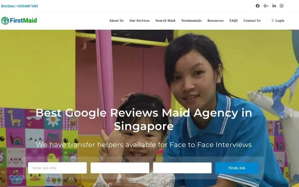 FirstMaid website homepage, 4 Oct 2026