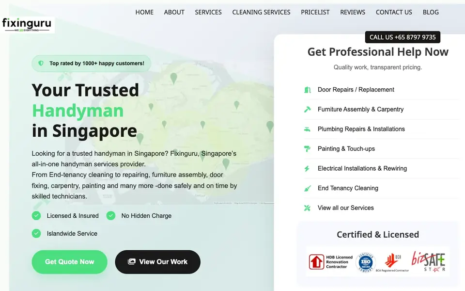 Fixinguru website homepage, 4 Oct 2026