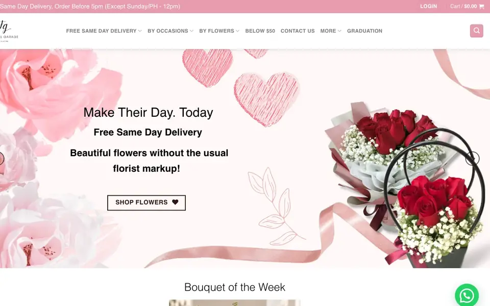 Floral Garage Singapore website homepage, 4 Oct 2026