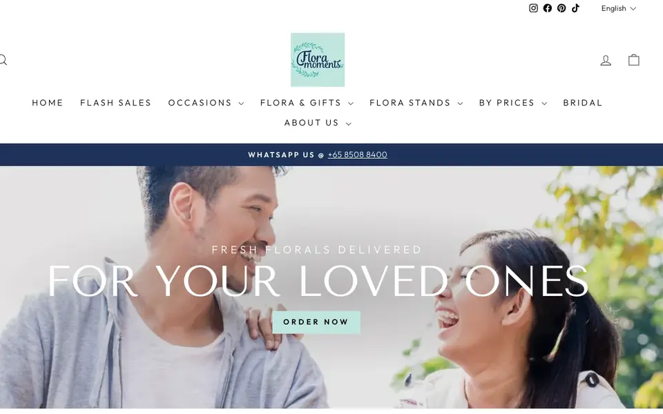 Flora Moments website homepage, 4 Oct 2026