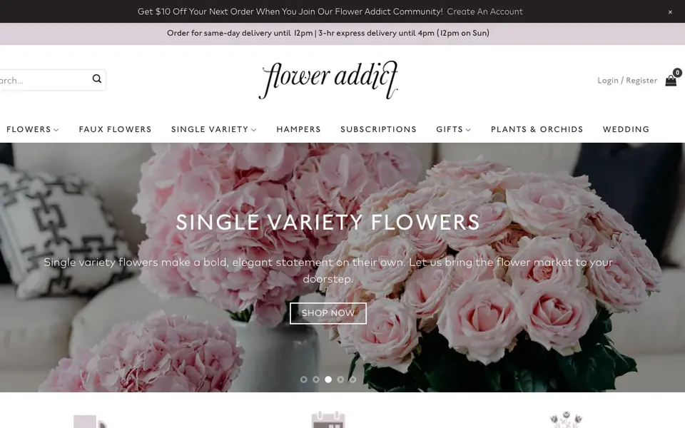 Flower Addict website homepage, 4 Oct 2026