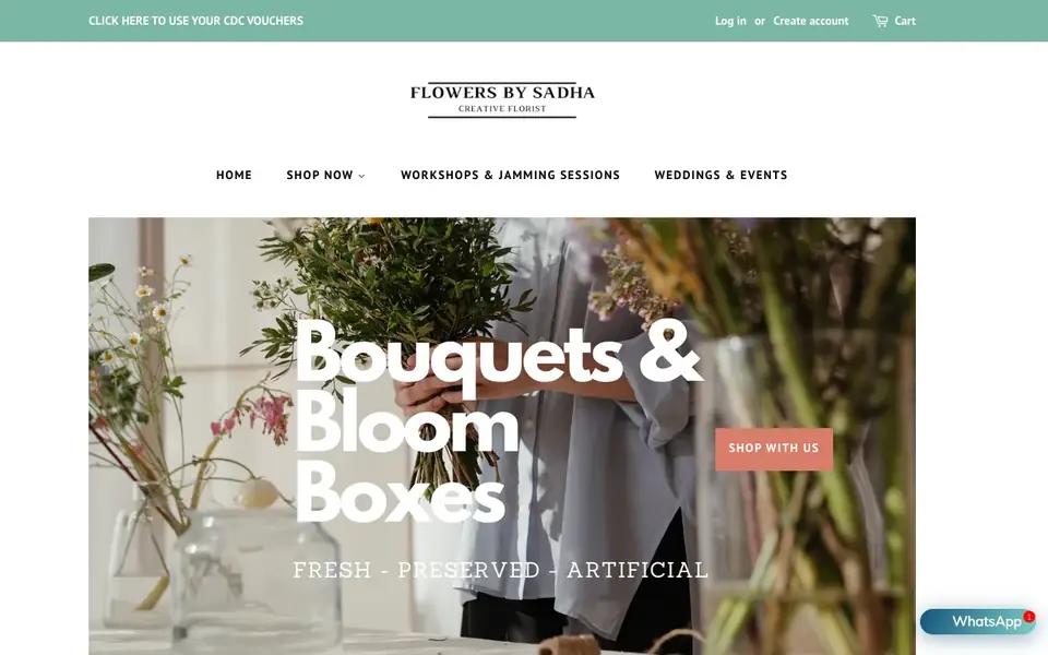 Flowers By Sadha website homepage, 4 Oct 2026