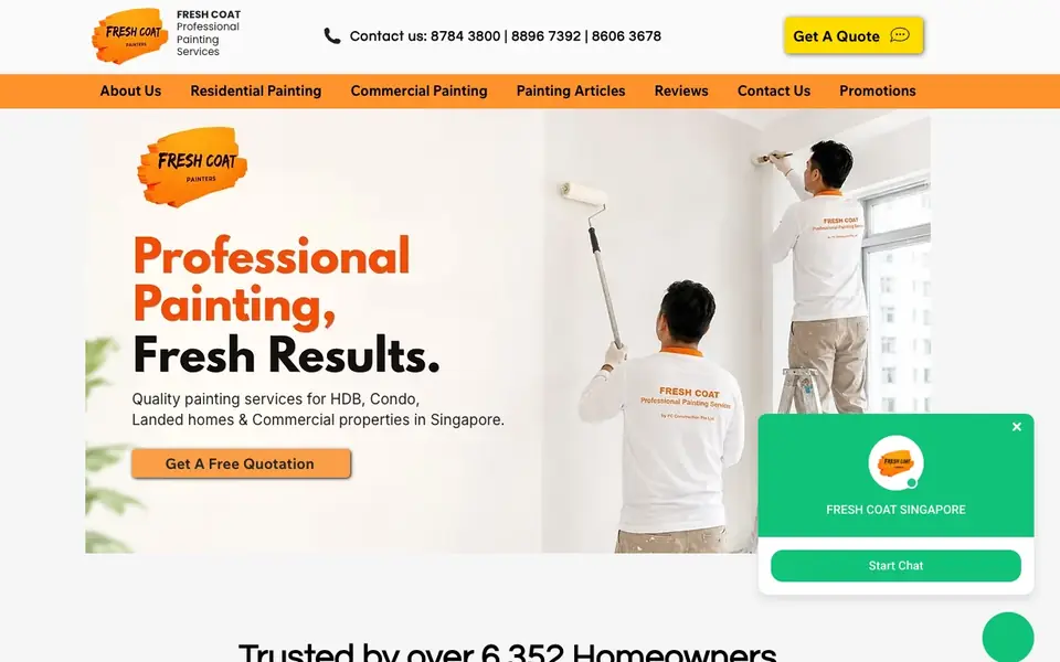 Fresh Coat website homepage, 4 Oct 2026