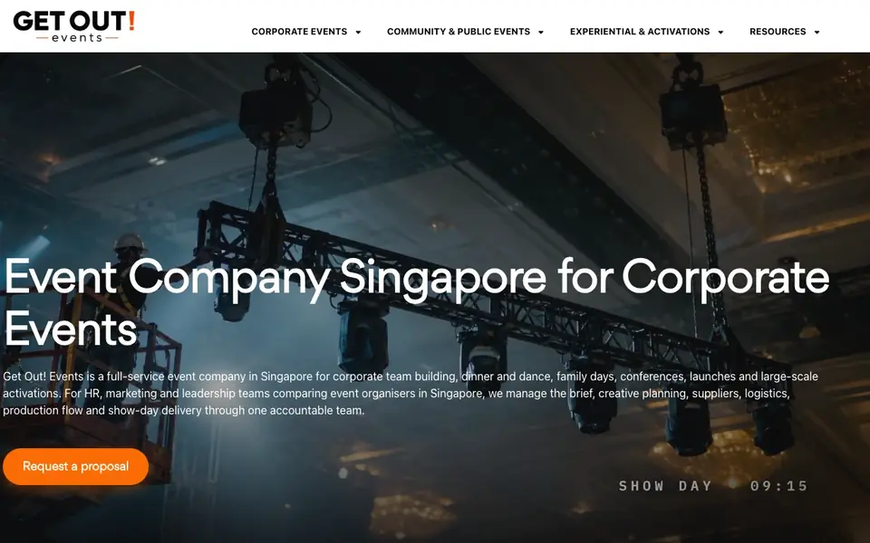 GetOut! Events website homepage, 4 Oct 2026