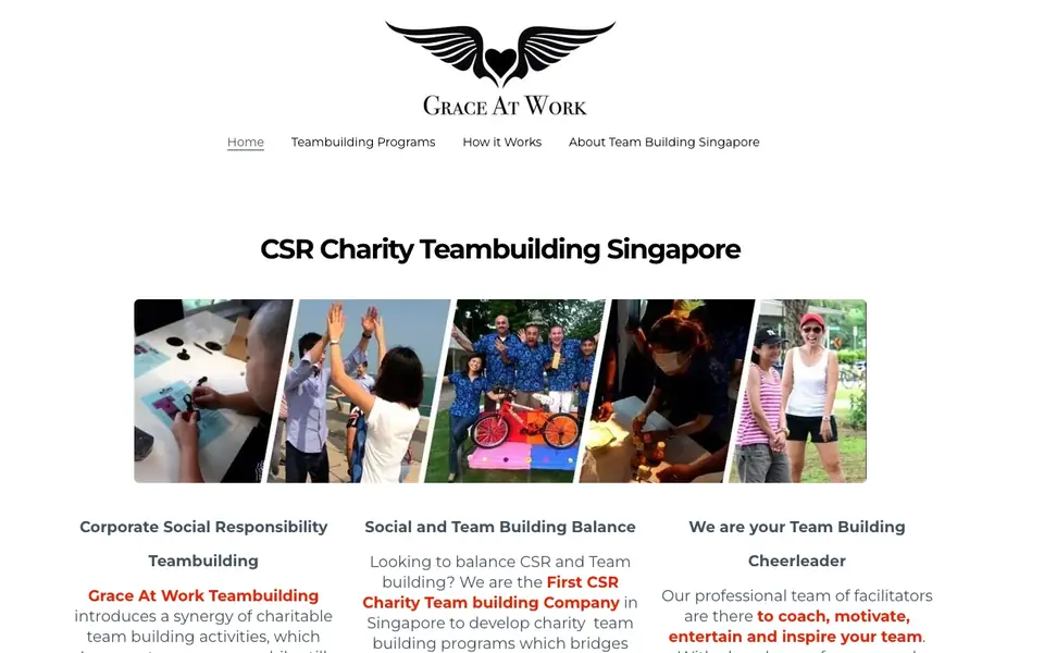 Grace at Work Teambuilding website homepage, 4 Oct 2026