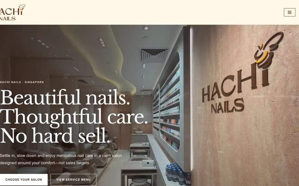 Hachi Nails website homepage, 4 Oct 2026