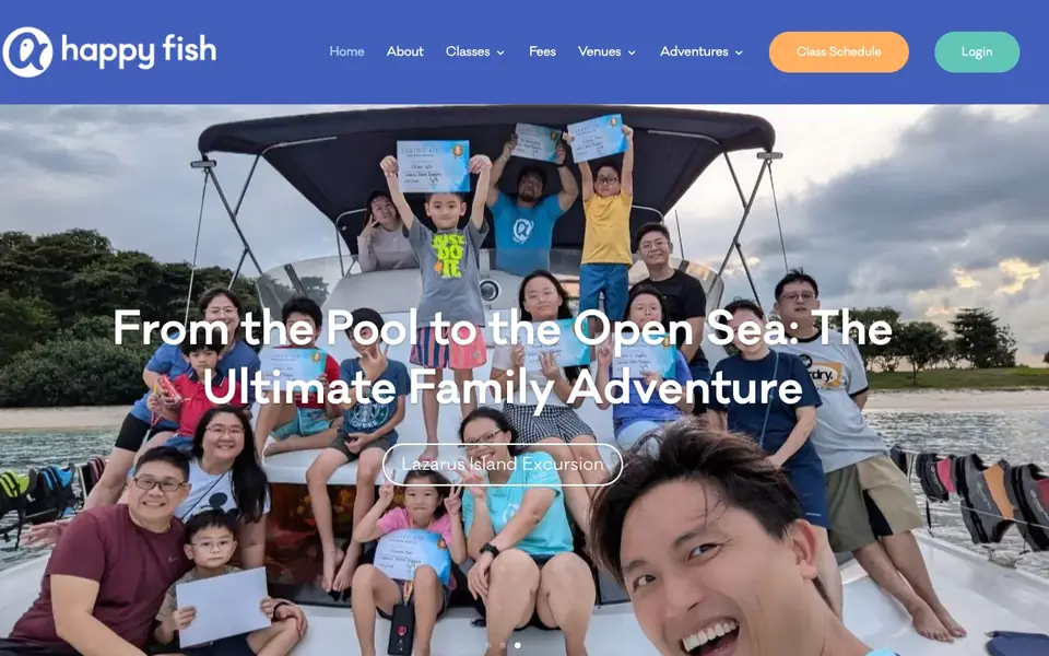 Happy Fish Swim School website homepage, 4 Oct 2026