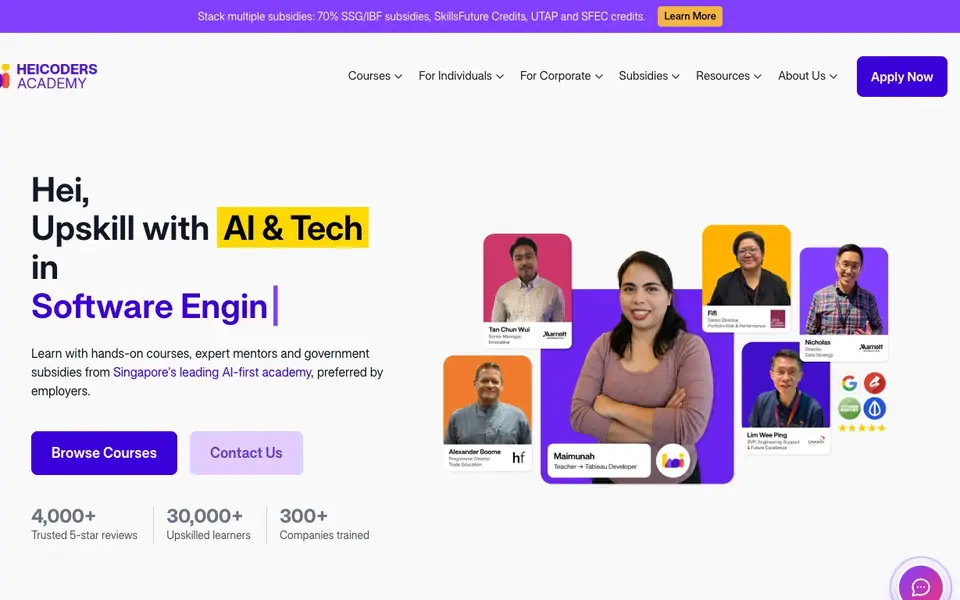 Heicoders Academy website homepage, 4 Oct 2026