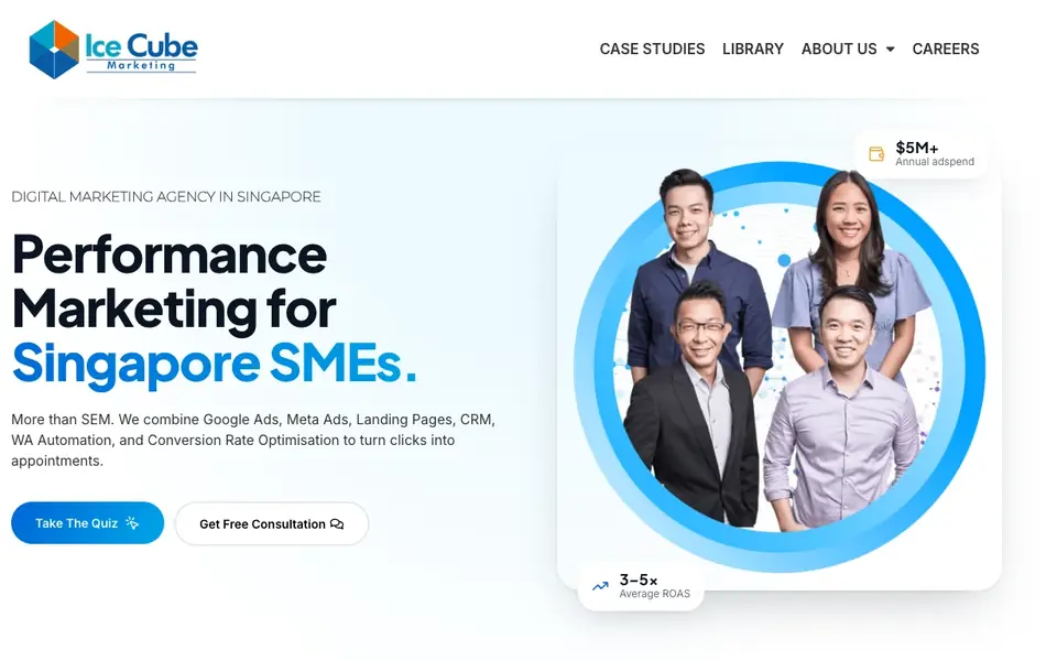 Ice Cube Marketing Pte Ltd website homepage, 4 Oct 2026