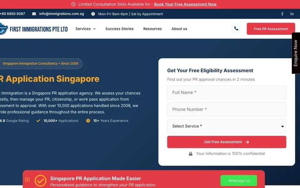 First Immigrations website homepage, 4 Oct 2026
