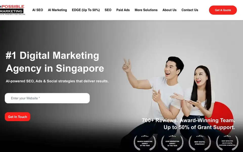 Impossible Marketing website homepage, 4 Oct 2026