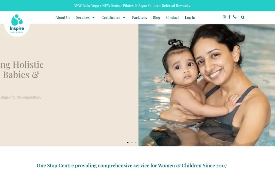 Inspire Mum & Baby website homepage, 4 Oct 2026