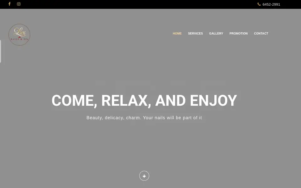 Lux Nails & Spa website homepage, 4 Oct 2026
