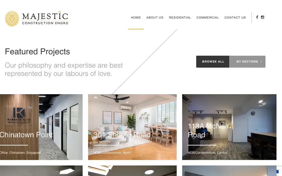 Majestic Construction Engrg. website homepage, 4 Oct 2026