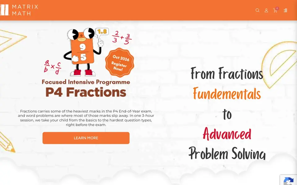 Matrix Math website homepage, 4 Oct 2026