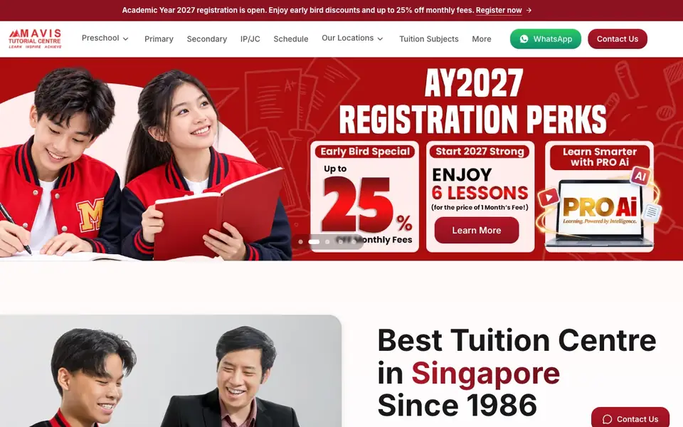 Mavis Tutorial Centre website homepage, 4 Oct 2026