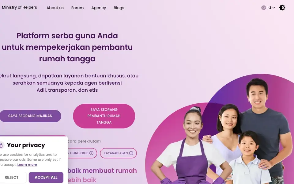 Ministry of Domestic Helpers website homepage, 4 Oct 2026