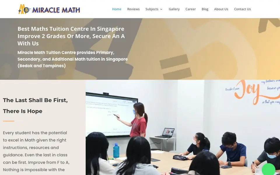 Miracle Math Tuition Centre website homepage, 4 Oct 2026