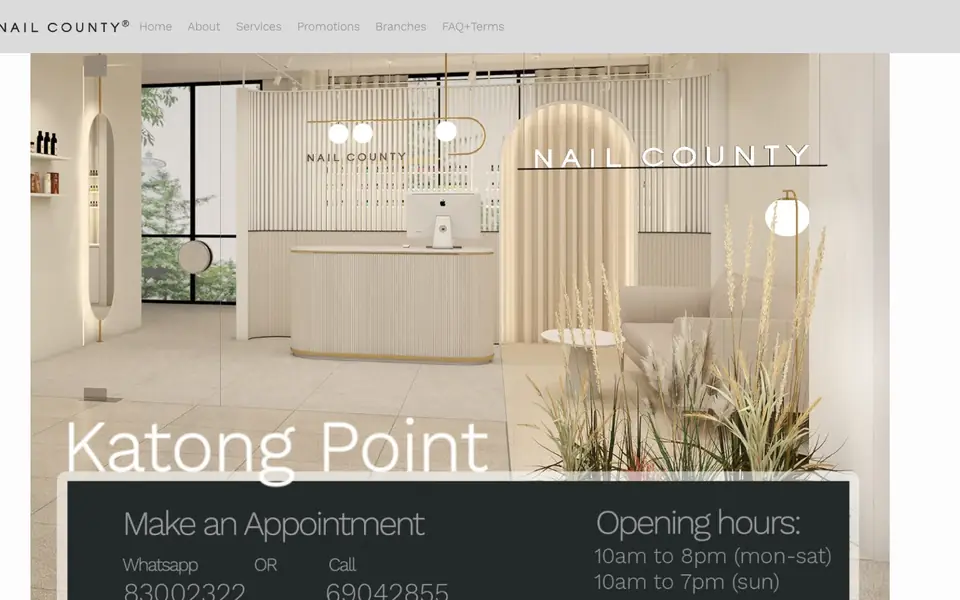 Nail County website homepage, 4 Oct 2026