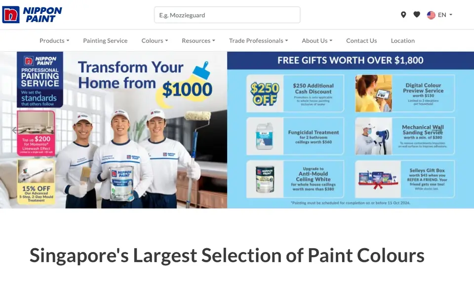 Nippon Paint Singapore website homepage, 4 Oct 2026