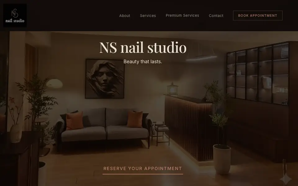 NS Nail Studio website homepage, 4 Oct 2026