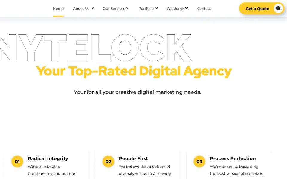 Nytelock Digital website homepage, 4 Oct 2026