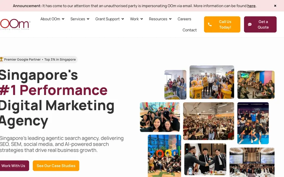 Oom Institute website homepage, 4 Oct 2026