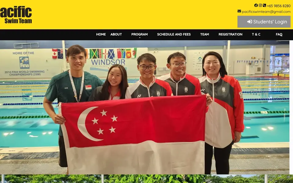 Pacific Swim Team website homepage, 4 Oct 2026