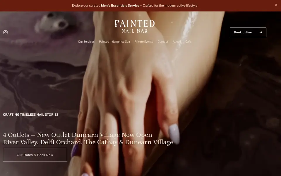 Painted Nail Bar website homepage, 4 Oct 2026