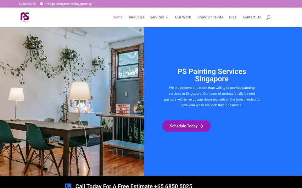 PS Painting Services Singapore website homepage, 4 Oct 2026