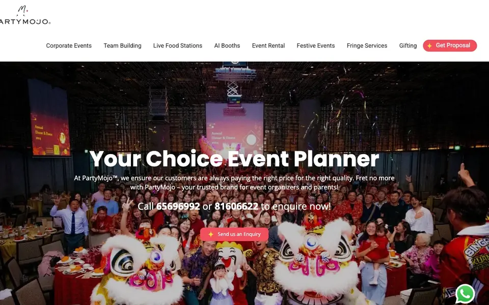 PartyMojo™ website homepage, 4 Oct 2026