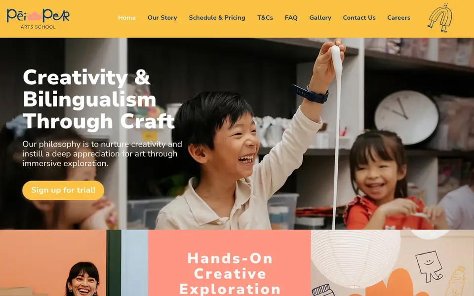 PeiPer Arts School website homepage, 4 Oct 2026